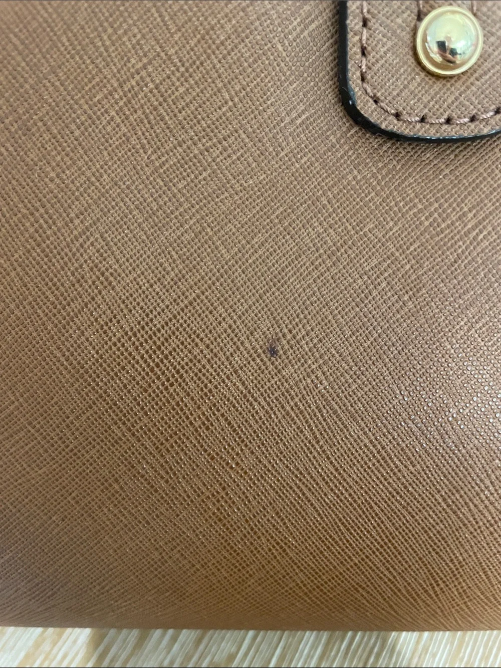 Michael Kors Brown Saffiano Leather Dome Satchel with MK Charm